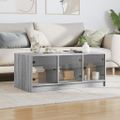 vidaXL Konferenčný stolík sklenené dvierka sivý sonoma 102x50x42 cm