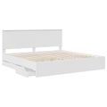 vidaXL Rám postele so zásuvkou Biela 200 x 200 cm Inžinierske drevo