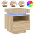 vidaXL Nočné stolíky s LED svetlami 2 ks dub sonoma 40x39x48,5 cm