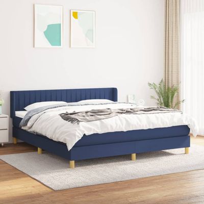 vidaXL Posteľný rám boxspring s matracom modrý 160x200 cm látka