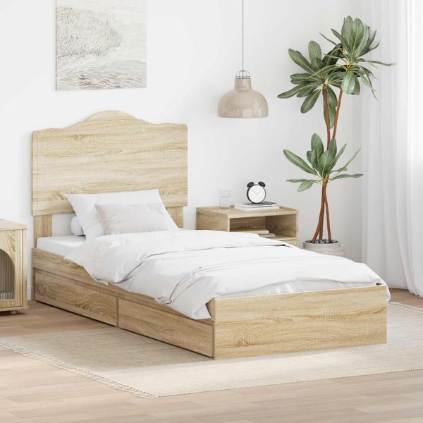vidaXL Úložná posteľ Sonoma dub 90 x 200 cm Kompozitné drevo