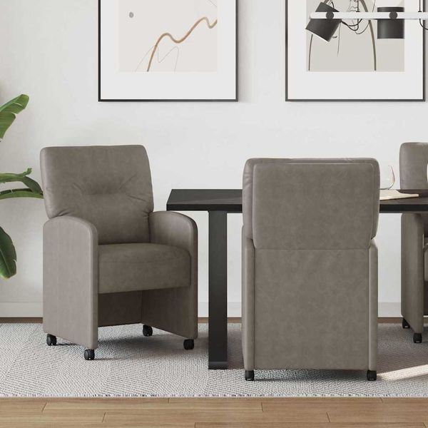 vidaXL Jedálenské stoličky na kolieskach 2 pcs Sivá 57 x 67 x 95 cm