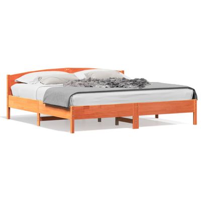 vidaXL Posteľný rám s čelom voskovo hnedý 200x200 cm borovicový masív