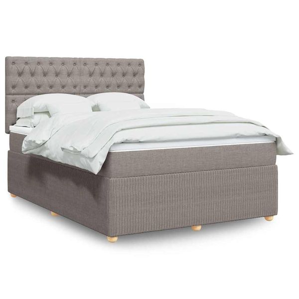 vidaXL Boxspring posteľ s matracom sivohnedý 140x190 cm látka