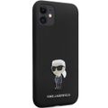 Puzdro Karl Lagerfeld pre iPhone 11 KLHCN61SMHKNPK čierne HC Silicone Ikonik Metal Pin