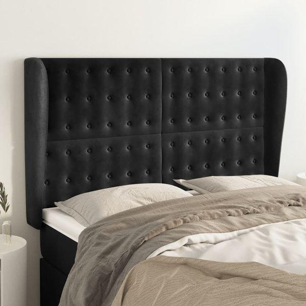 vidaXL Čelo postele so záhybmi čierne 147x23x118/128 cm zamat
