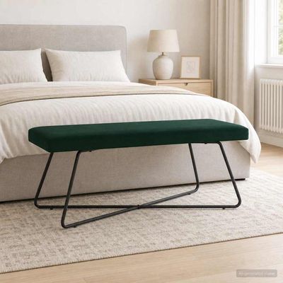 vidaXL lavička Tmavozelená 110 x 40 x 45 cm Zamat
