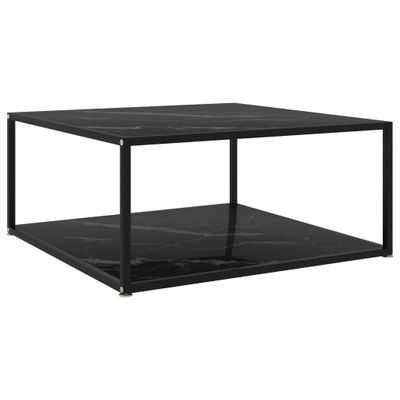 vidaXL Konferenčný stolík, čierny 80x80x35 cm, tvrdené sklo