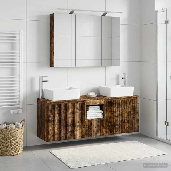 vidaXL Set kabinetov do kúpeľne 4 pcs Dymový dub Kompozitné drevo