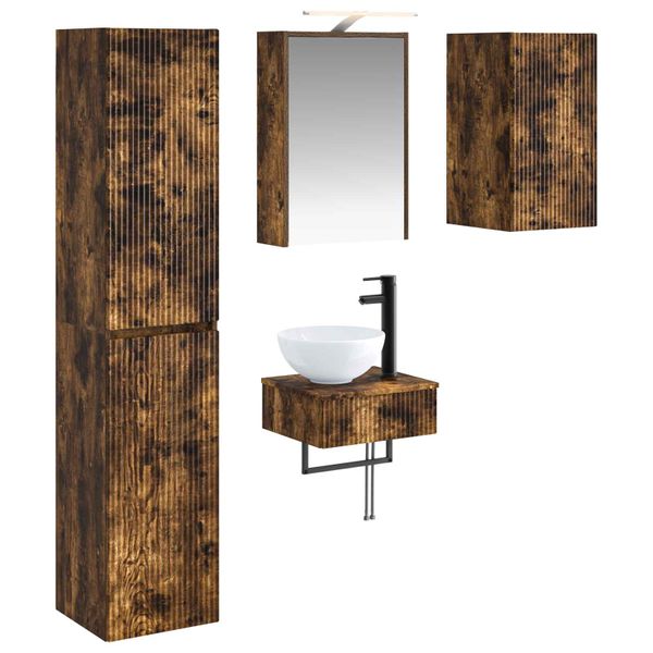 vidaXL Sada kúpeľňového nábytku 5 pcs Dymový dub