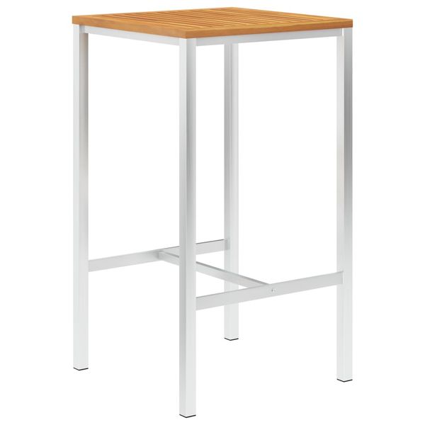 vidaXL Barový stôl 60x60x105 cm akáciový masív a nehrdzavejúca oceľ