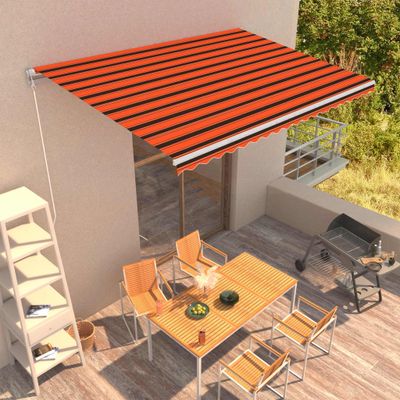 vidaXL Ručne zaťahovacia markíza oranžová a hnedá 450x300 cm