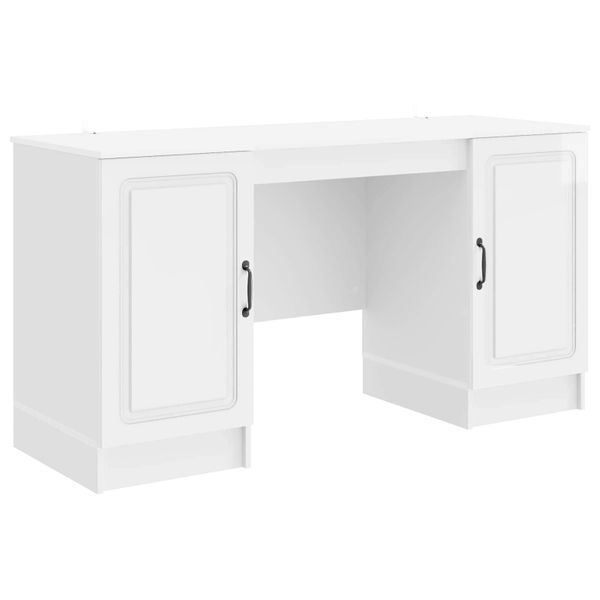 vidaXL Stôl Biela s vysokým leskom 142,5 x 50 x 75 cm Kompozitné drevo