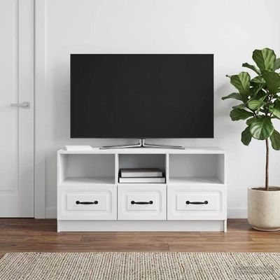 vidaXL TV skrinka Biela 102 x 34,5 x 47 cm Kompozitné drevo