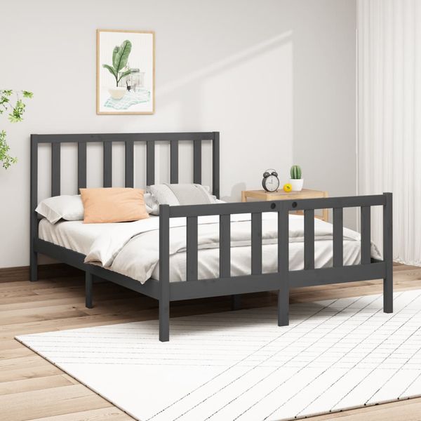 vidaXL Posteľný rám sivý borovicový masív 120x200 cm