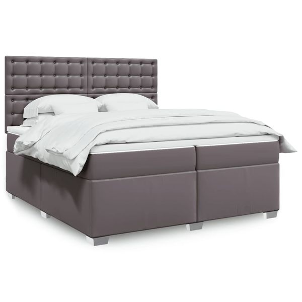 vidaXL Boxspring posteľ s matracom sivá 200x200 cm umelá koža