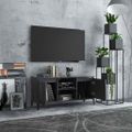 vidaXL TV stolík kovové nohy sivý 103,5x35x50 cm