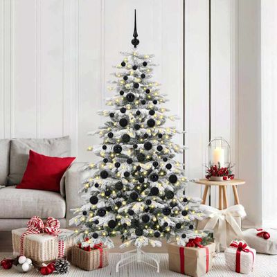 vidaXL Súprava vianočných ozdôb s 300 LED-i 120 pcs Čierna Plast