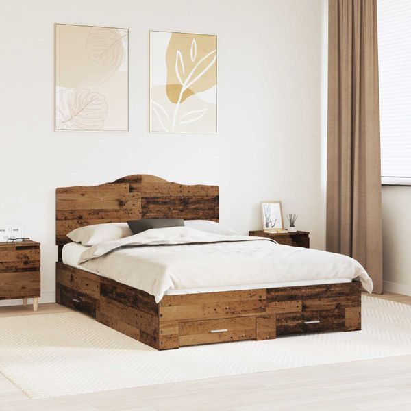 vidaXL Rám postele Staré drevo 140 x 190 cm Kompozitné drevo