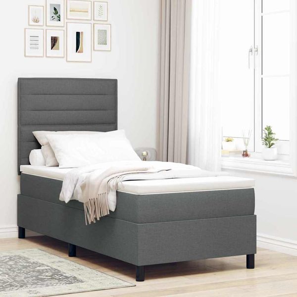 vidaXL Posteľ s pružinovým rámom Tmavo šedá 100 x 200 cm látka