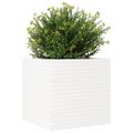 vidaXL Záhradný kvetináč biely 70x70x68,5 cm masívna borovica