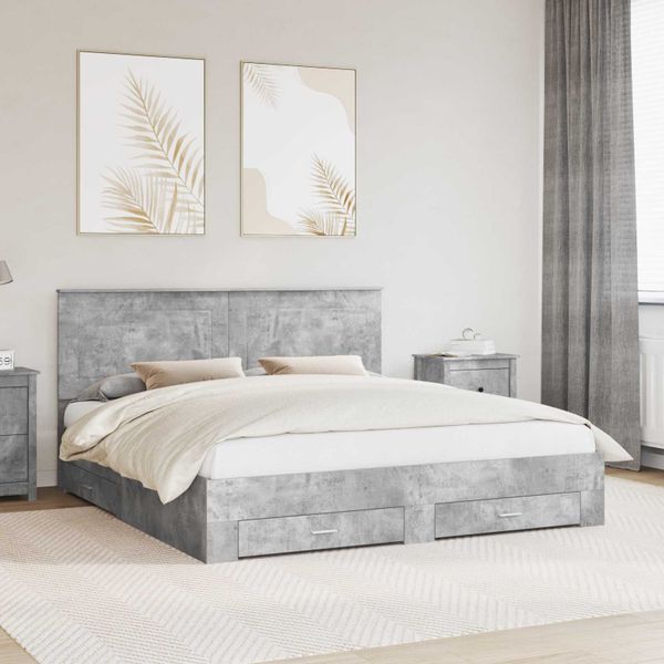 vidaXL Rám postele Betónová šedá 200 x 200 cm Kompozitné drevo