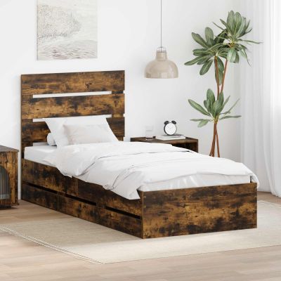 vidaXL Rám postele Dymová dub 100 x 200 cm Inžinierske drevo