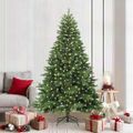 vidaXL Umelý vianočný stromček s 300 LED-i Zelená 210 cm PE a PVC
