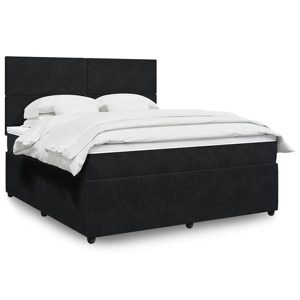 vidaXL Posteľný rám boxspring s matracom čierny 180x200 cm zamat