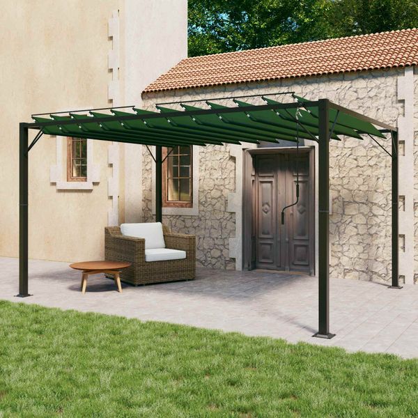 vidaXL Gazebo s lamelovou strechou 3 x 4 x 2,14 m Zelená