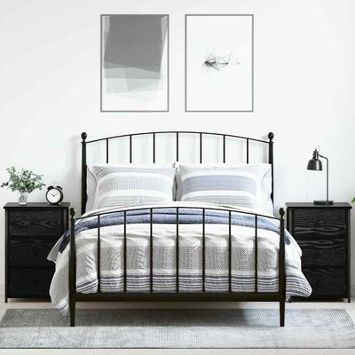 vidaXL Nočný stolík so zásuvkou 2 pcs Čierny dub 40 x 36 x 60 cm