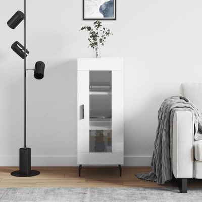 vidaXL Komoda lesklá biela 34,5x34x90 cm spracované drevo