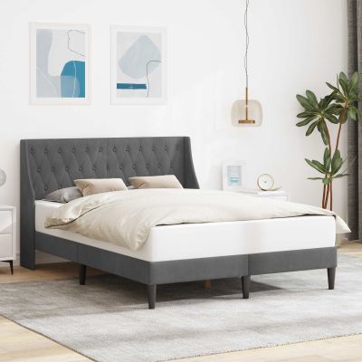 vidaXL Rám postele s čelnou doskou Tmavo šedá 120 x 190 cm Zamat