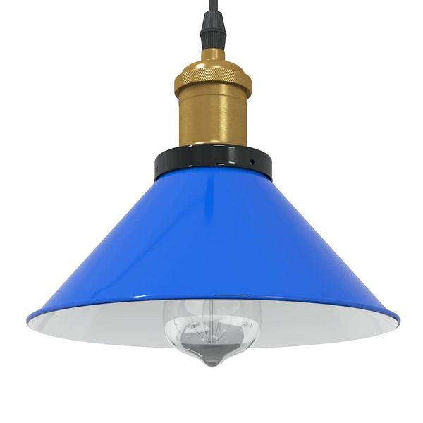 VidaXL Závesná lampa výškovo nastaviteľná E27 lesk tmavomodrá Ø 22 cm