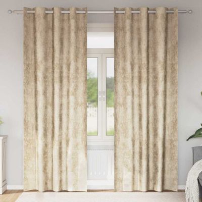 vidaXL Sametové závesy so záclonami 2 pcs Krémová 225 x 140 cm Zamat