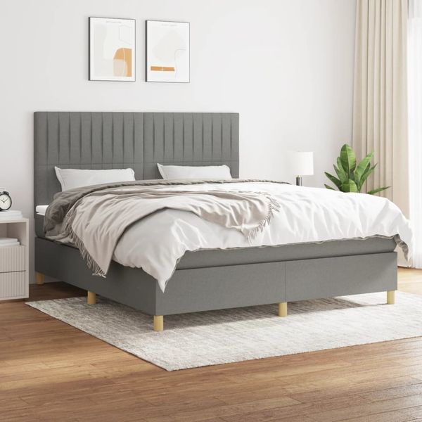 vidaXL Boxspring posteľ s matracom tmavosivá 180x200 cm látka