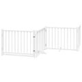 vidaXL Brána pre psa s dvere sklad. 10pan. biela 800cm topoľové drevo