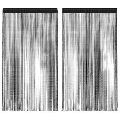 vidaXL Šnúrkový záves, 2 ks, 100x250 cm, čierny