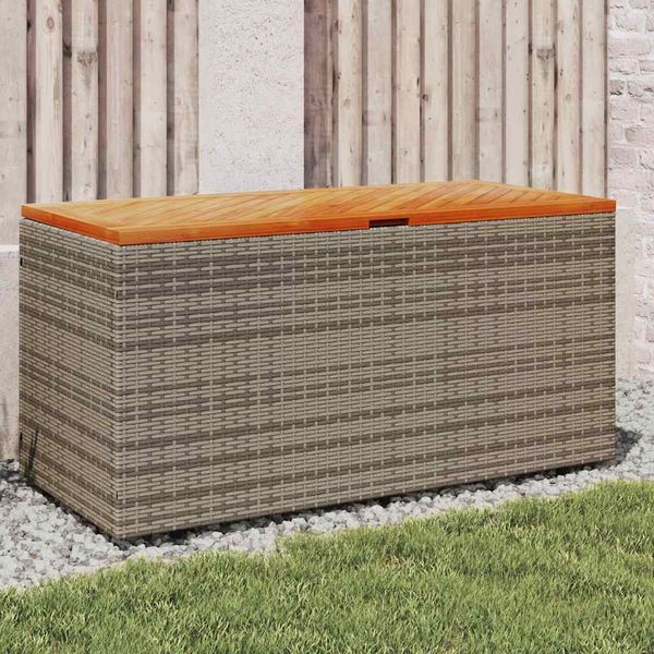 vidaXL Záhradný úložný box sivý 110x50x54 cm polyratan akáciové drevo