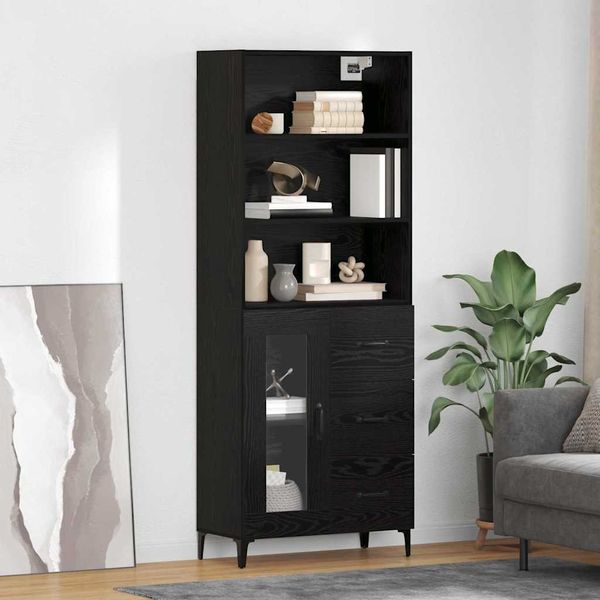 vidaXL Highboard Čierny dub 69,5 x 34 x 180 cm Kompozitné drevo