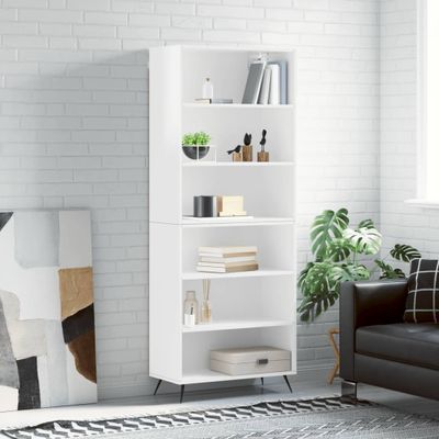 vidaXL Vysoká skrinka lesklá biela 69,5x32,5x180 cm kompozitné drevo