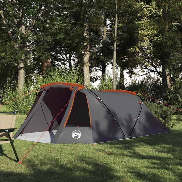 vidaXL Tunelový stan pre 3 osoby Šedá a oranžová 328 x 228 x 115 cm