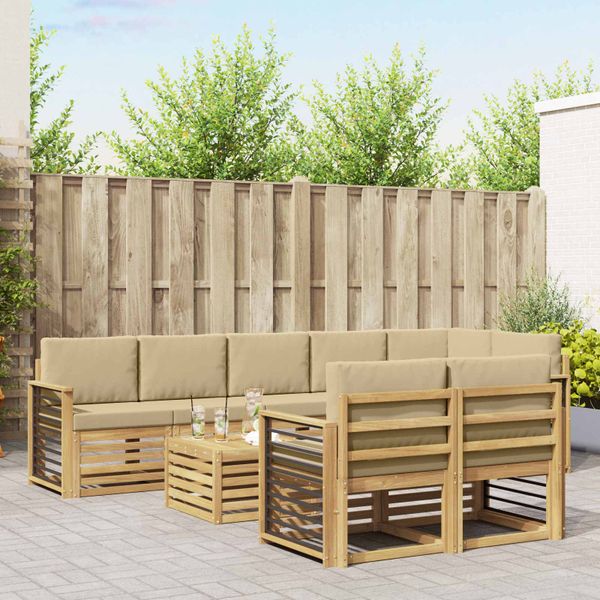 vidaXL Záhradná súprava gaučov 9 pcs Biela a béžová 59 x 59 x 37 cm