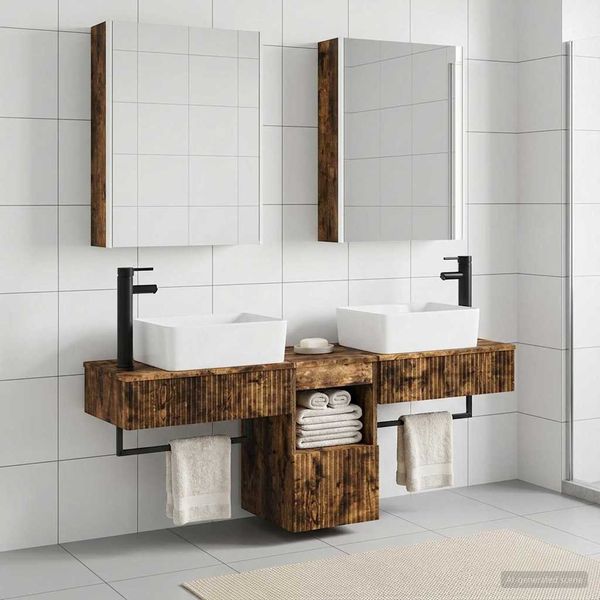 vidaXL Set kabinetov do kúpeľne 5 pcs Dymový dub 53 x 15,5 x 70 cm