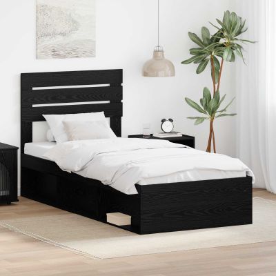 vidaXL Rám postele Čierna 75 x 190 cm Masívne borovicové drevo