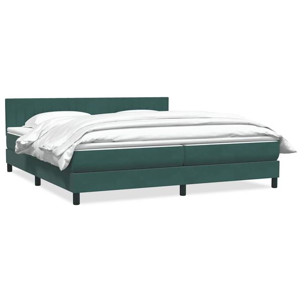 vidaXL Posteľný rám boxsping s matracom tmavozelený 180x220 cm zamat