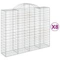 vidaXL Oblúkové gabiónové koše 8ks 200x50x160/180cm pozinkované železo