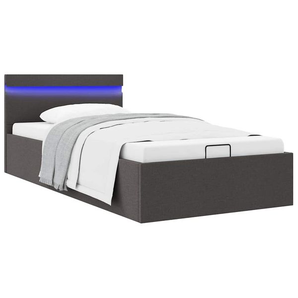vidaXL Hydraulický posteľný rám+úložný priestor, LED, látka 100x200 cm