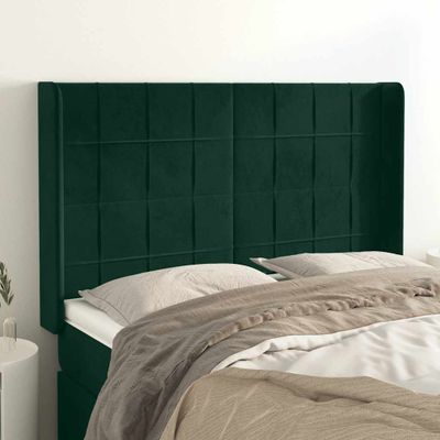 vidaXL Čelo postele so záhybmi tmavozelený 147x16x118/128 cm zamat