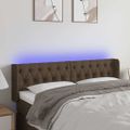 vidaXL Čelo postele s LED tmavohendé 163x16x78/88 cm látka